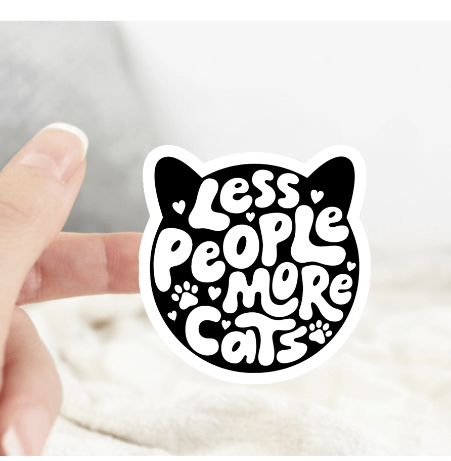 Less People More Cats Sticker - Modern Companion