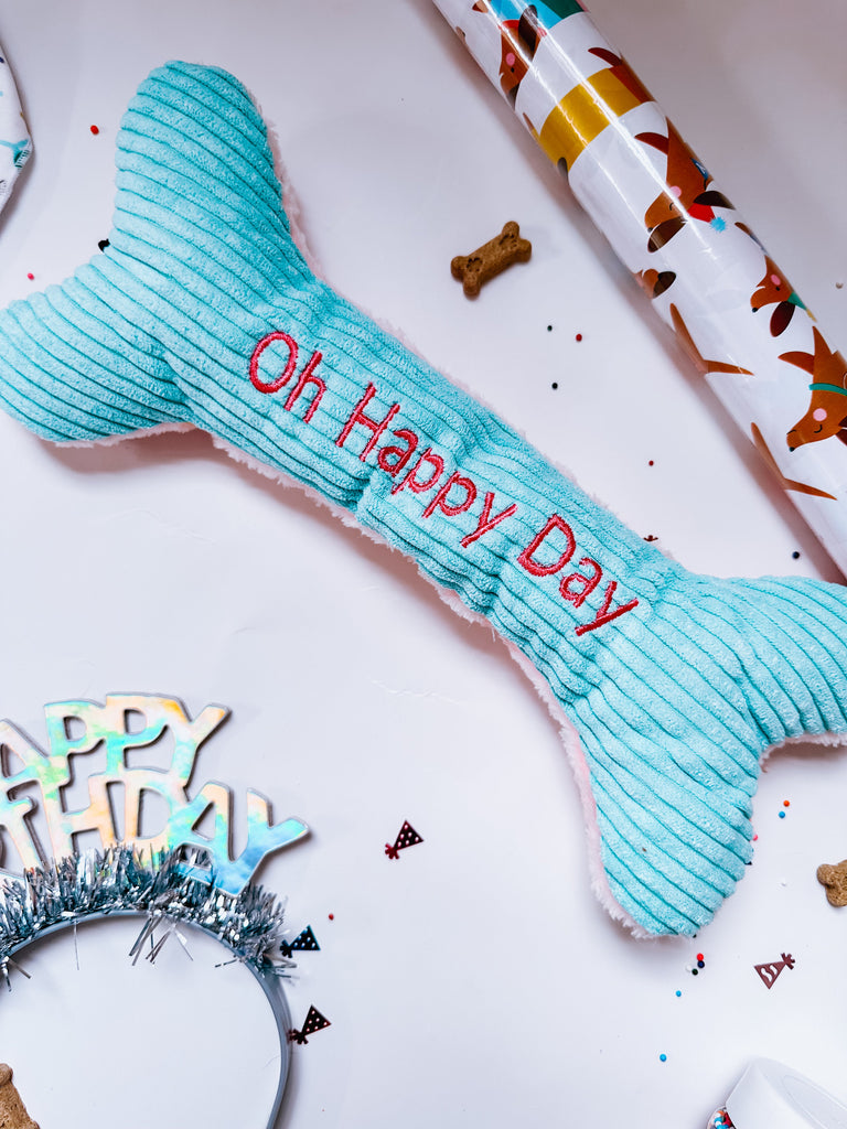 Oh Happy Day! Birthday Bone Plush Dog Toy - Modern Companion