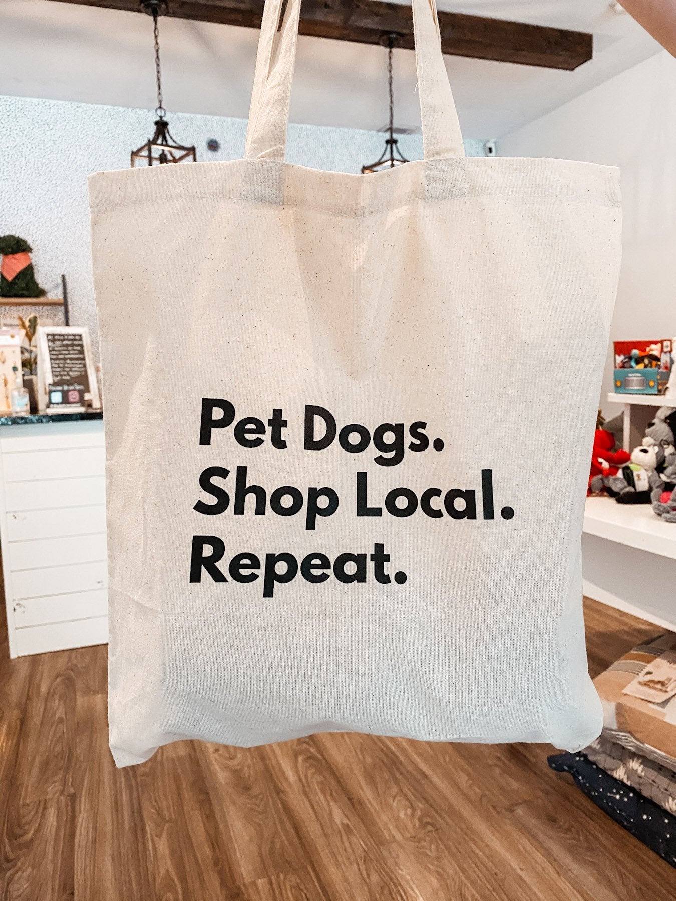 "Pet Dogs. Shop Local. Repeat.™" Canvas Bags - Modern Companion