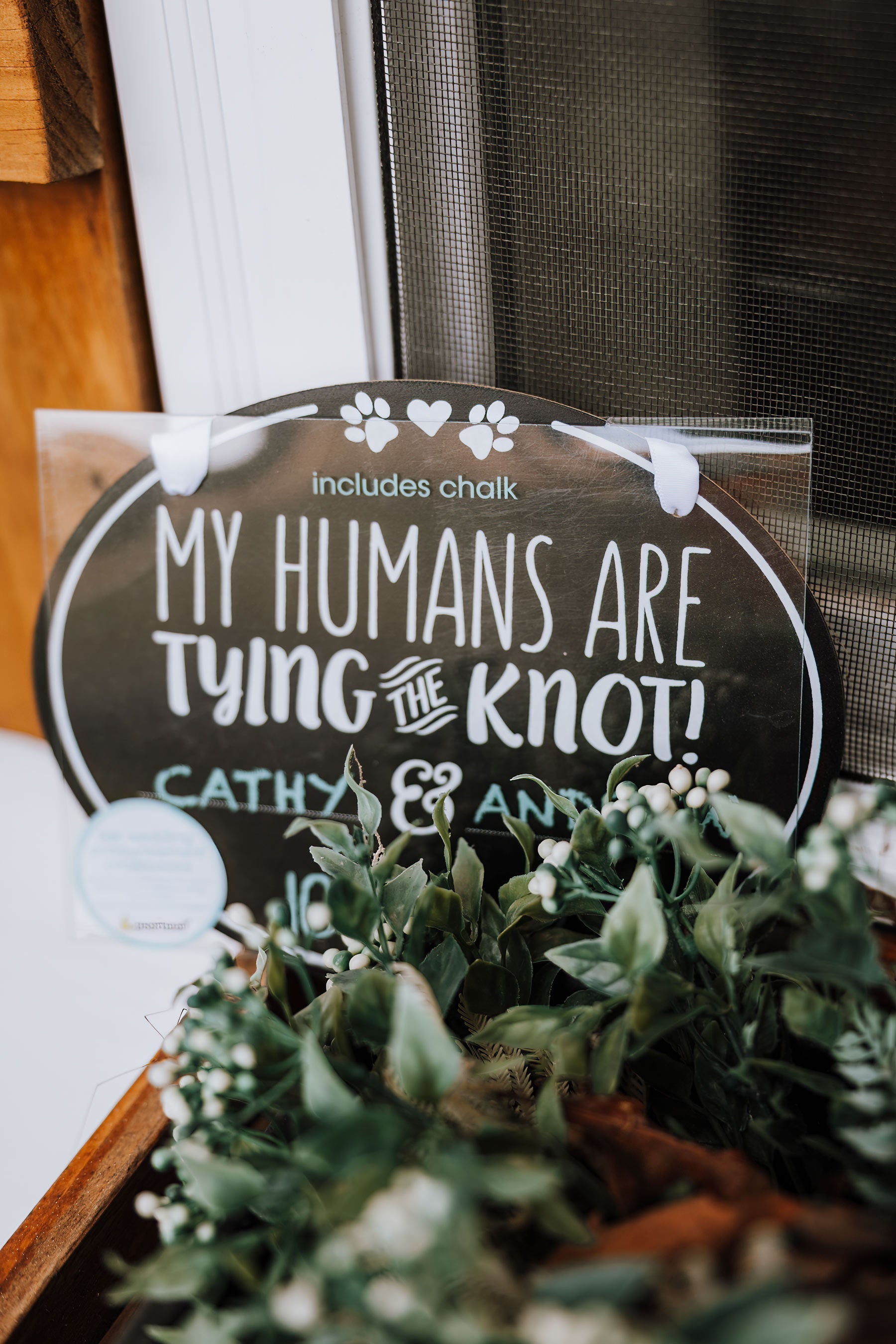 Pet Wedding Announcement Chalkboard - Modern Companion