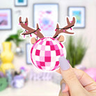 Pink Christmas Reindeer Sticker - Modern Companion