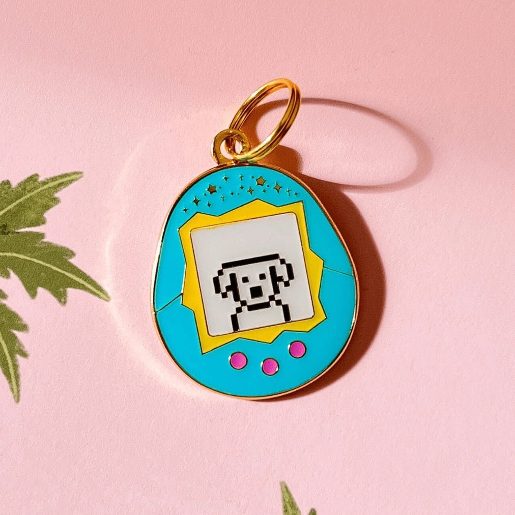 (Pre-Order) Tamagotchi Teal Dog Pet ID Tag - Modern Companion