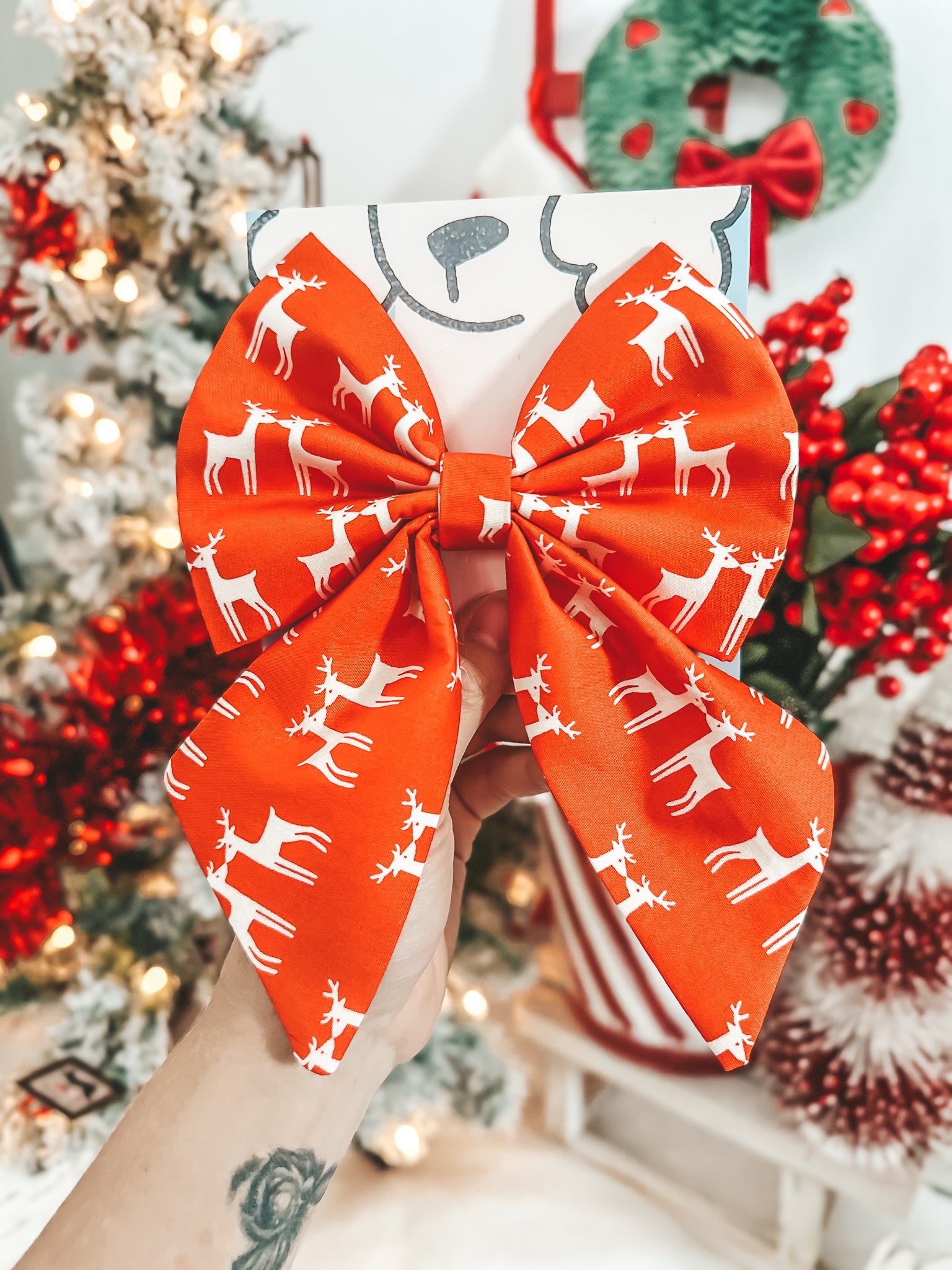 Red Reindeer Pet Sailor Bow - Modern Companion